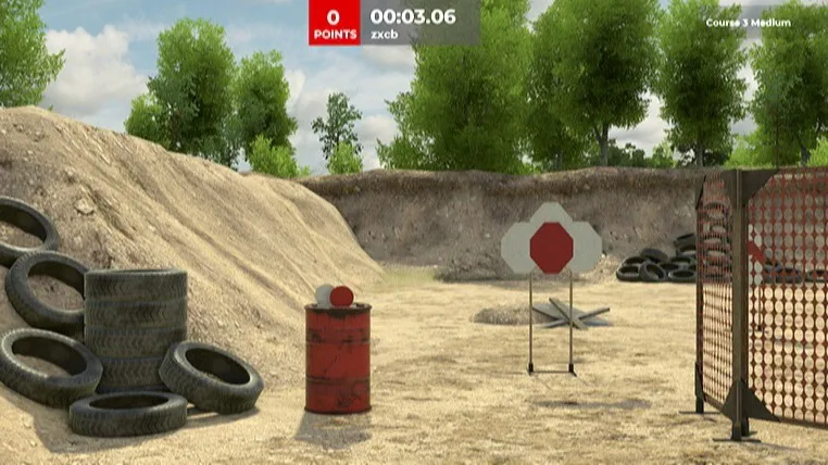 Practical shooting scenario in the simulator