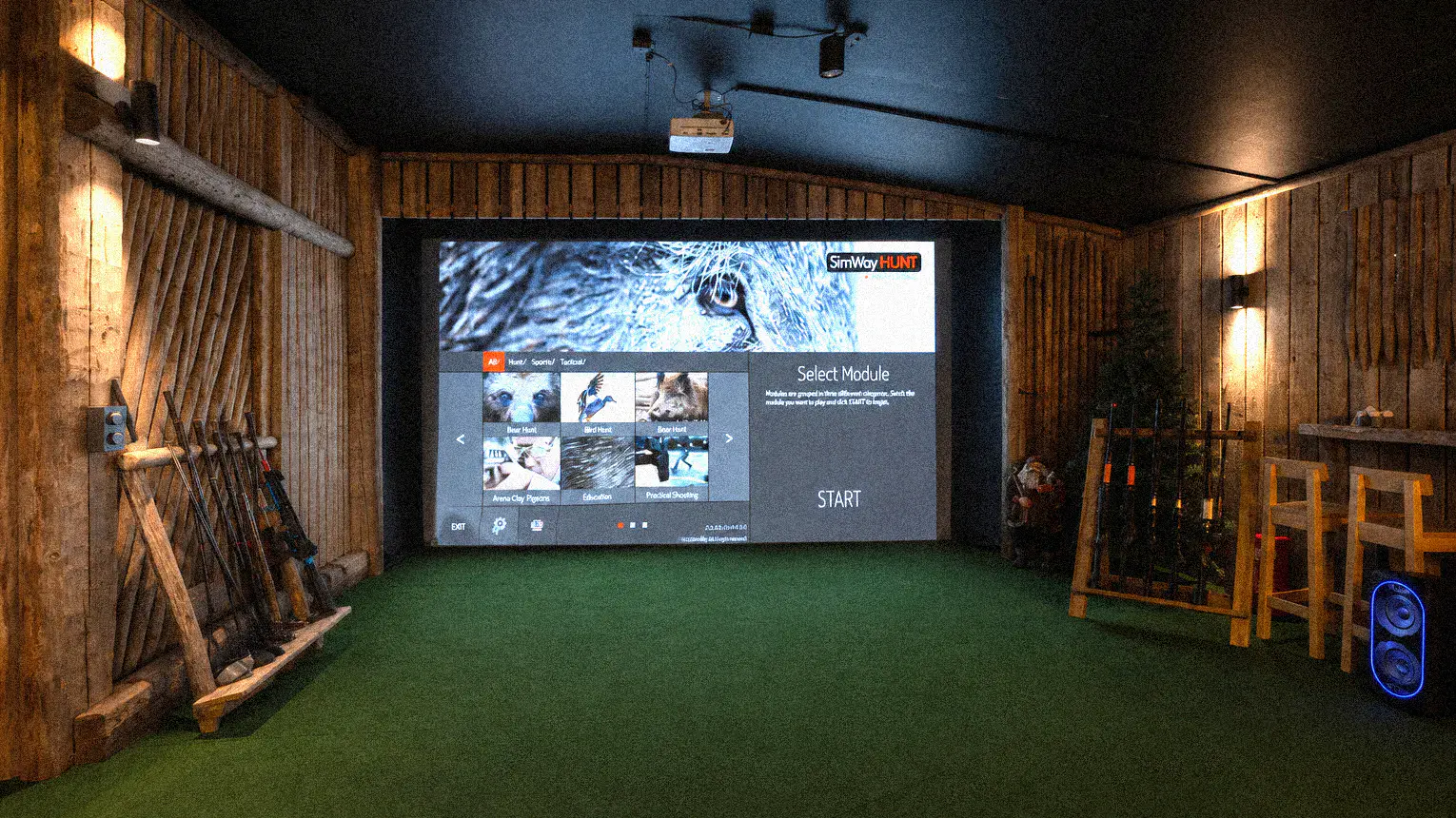 Hunting simulator room in a private home